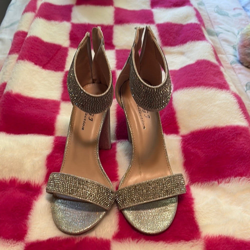 Silver Sparkly Heels with Ankle Strap